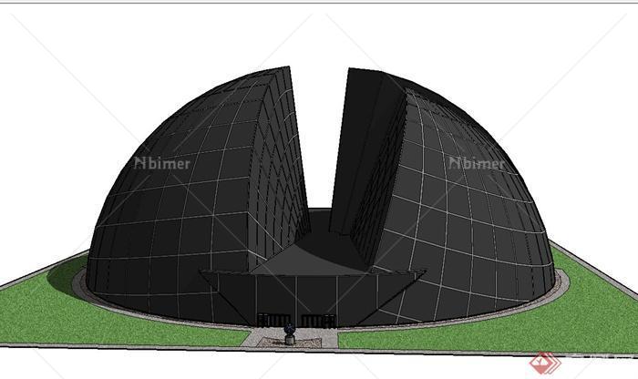 现代某半球形研究室建筑设计SU模型