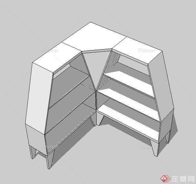 一个三角书柜的设计SU模型素材