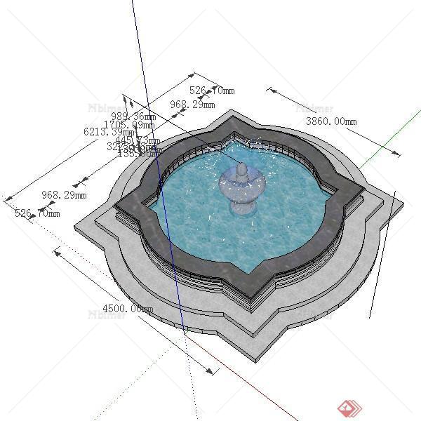 景观喷泉水景设计方案SU模型9