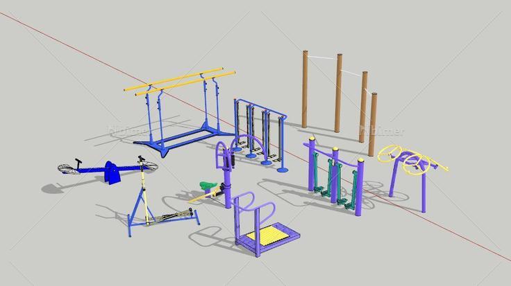 室外健身器材合集(83017)su模型下载