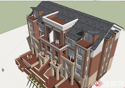 某欧式特色小别墅建筑设计SU模型