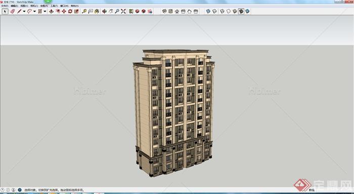 一个现代居住住宅楼设计SU模型素材