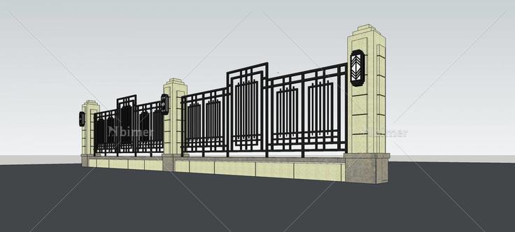 围墙护栏(78983)su模型下载