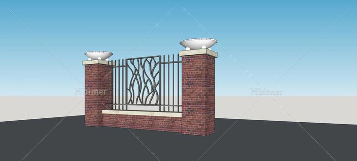 围墙护栏(77314)su模型下载