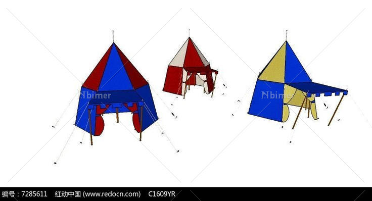 儿童彩色野营帐篷SU模型