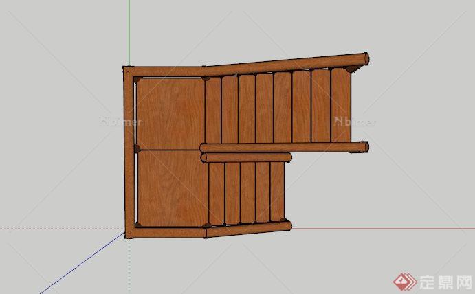 某现代户外木制楼梯SU模型