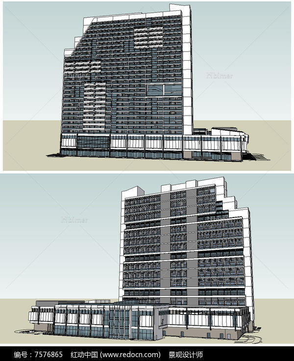 商业写字楼建筑草图大师SU模型