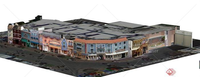欧式沿街商业建筑设计SU模型