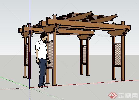 园林景观之现代风格廊架设计su模型9