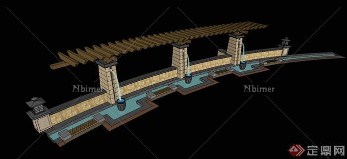 水景廊架设计SU模型