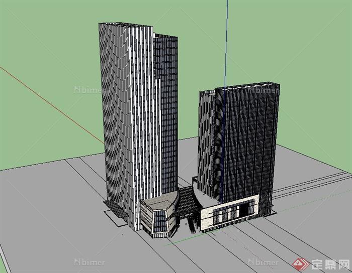 现代风格高层商业办公楼楼设计su模型[原创]