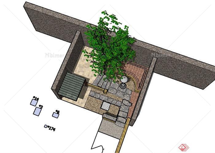 现代风格简单的庭院设计SU模型[原创]