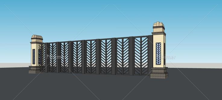 围墙护栏(75283)su模型下载