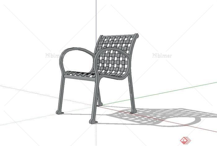 某现代室内单人镂空座椅设计su模型[原创]