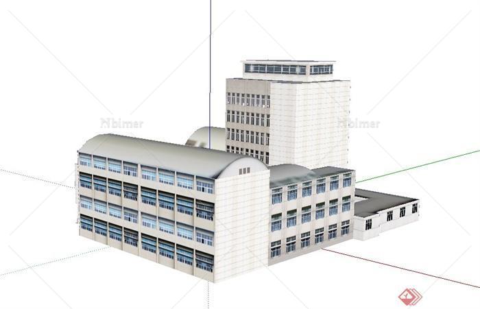 现代某多层文翔办公楼建筑设计SU模型