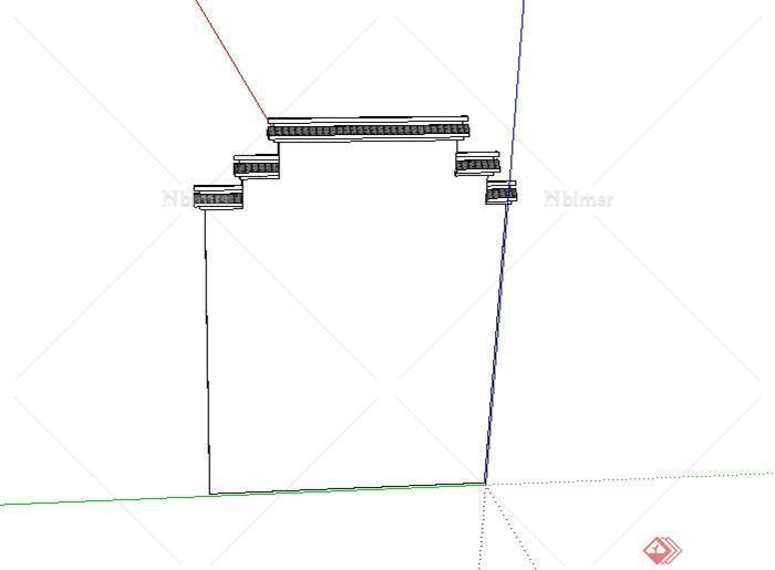 某园林古建马头墙设计SU模型