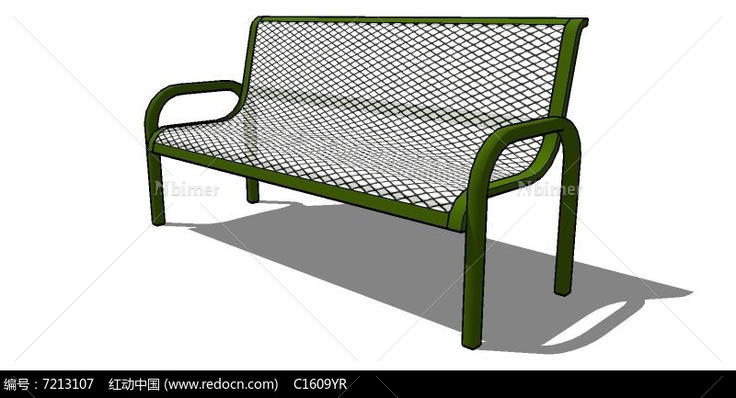 绿色网面带靠背座椅SU模型
