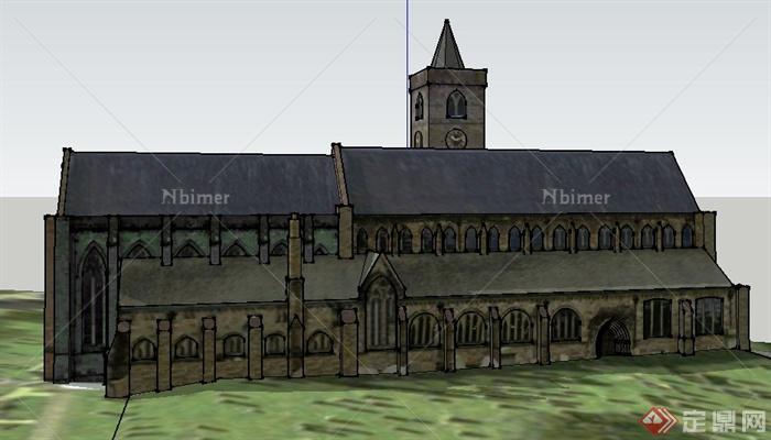 某英式风格修道院建筑设计SU模型