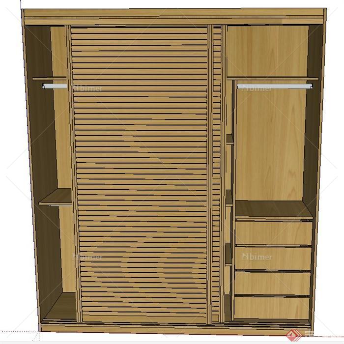 室内木质衣柜设计SU模型