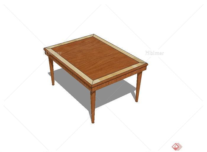 某现代风格室内全木质桌子设计su模型[原创]