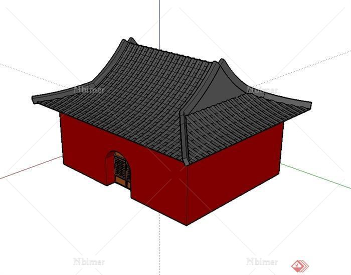 中国古典中式寺庙建筑设计su模型[原创]