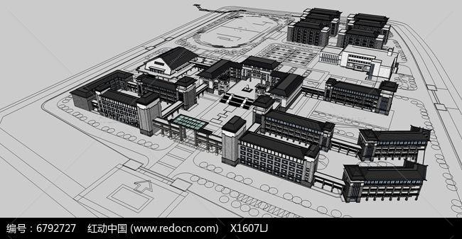 古建博物馆和行政楼规划SketchUp模型