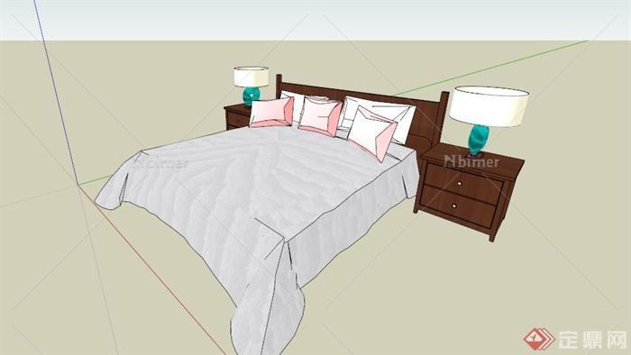 某现代双人床床头柜SU模型