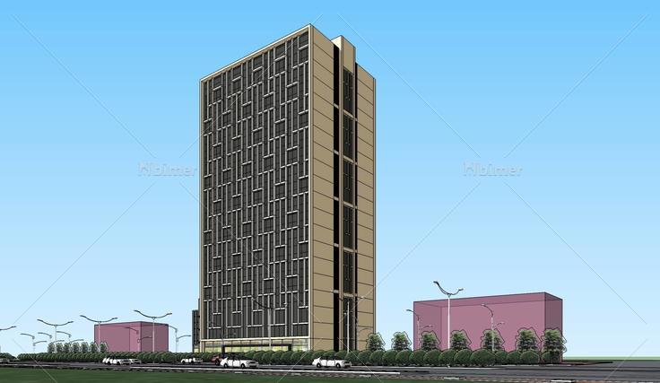 现代风格高层办公建筑sketchup模型(142495)su模