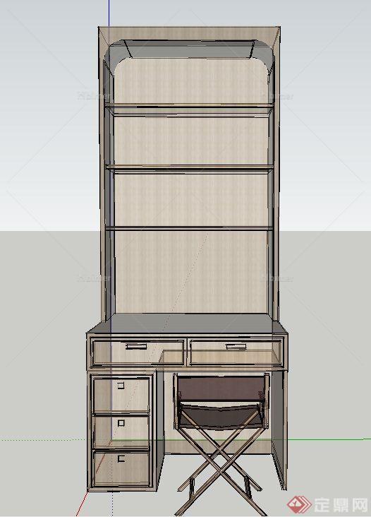 某室内木质书桌柜子设计SU模型