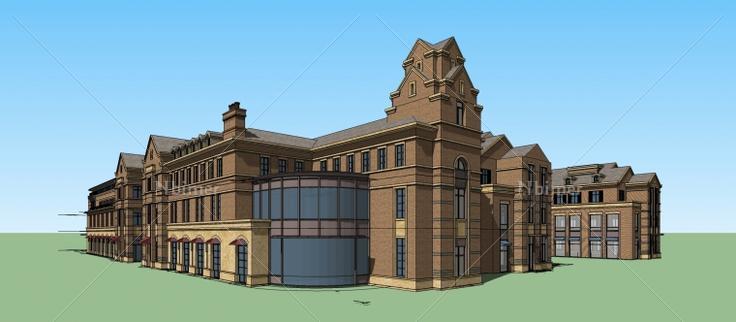 英式+现代商业街建筑设计方案带SketchUp模型下载