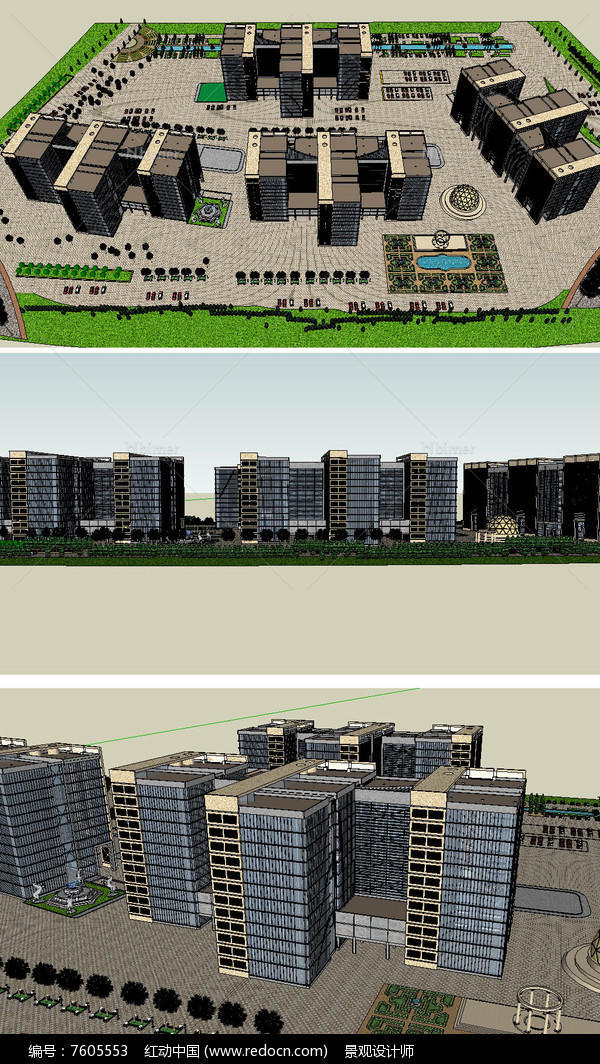 生态办公楼建筑草图大师SU模型