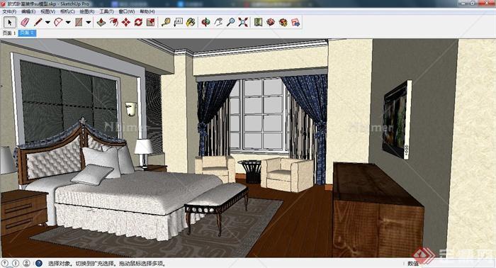 欧式风格卧室室内装修su模型