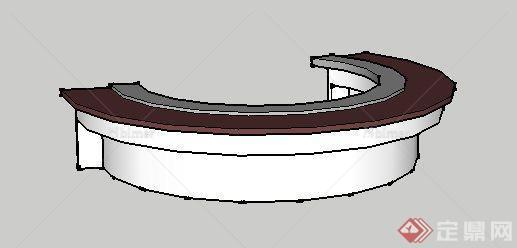 一个弧形坐凳SU设计模型素材
