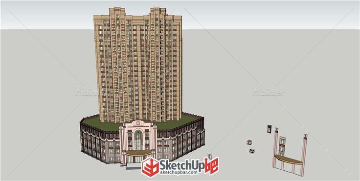 欧式商住楼sketchup模型