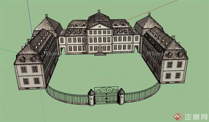 某豪华城堡建筑设计SU模型