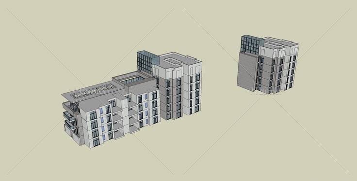 现代多层住宅楼(35490)su模型下载