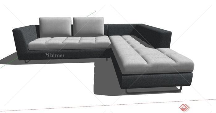 现代L形沙发设计su模型