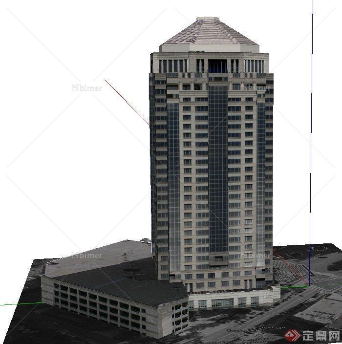 现代某高层综合酒店建筑设计SU模型