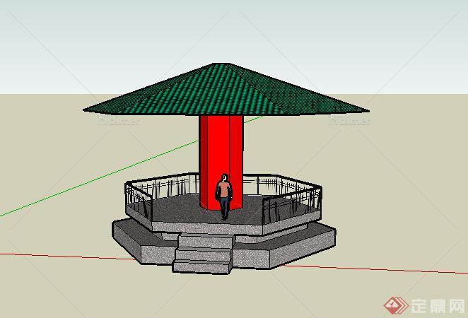 某室外特色休息亭设计SU模型素材