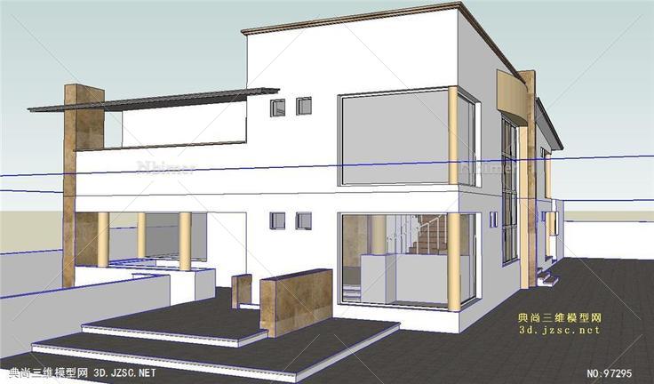 欧式现代二层别墅建筑SU模型