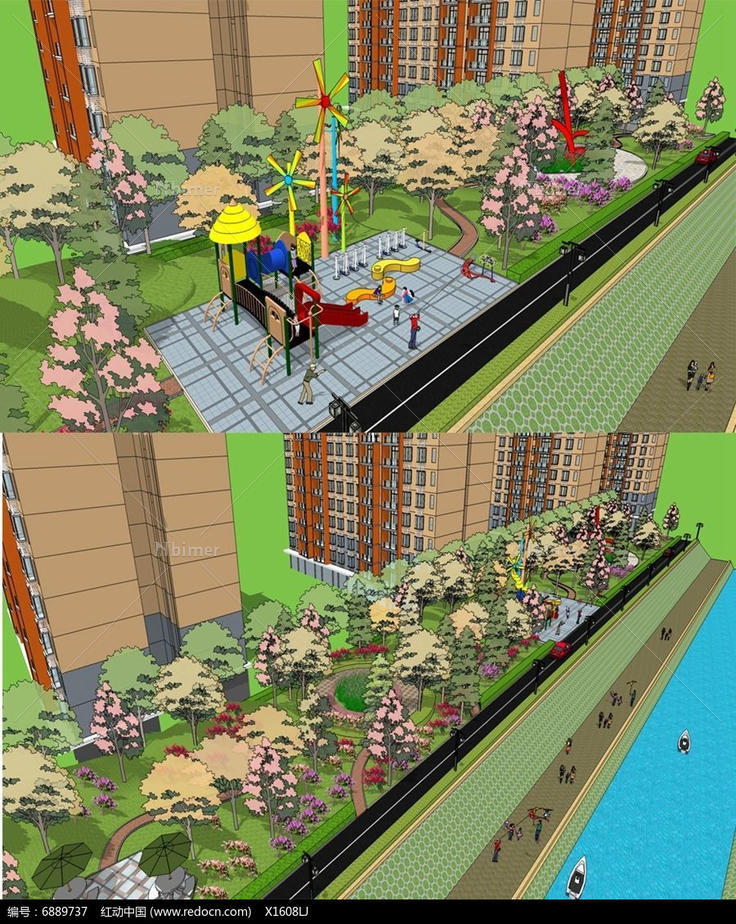 小区公共绿地景观设计模型