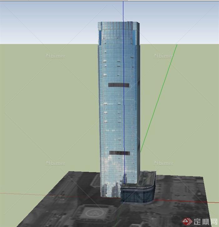 现代某方形高层电信办公楼建筑设计SU模型