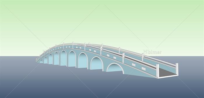 某现代风格九孔拱桥设计su模型