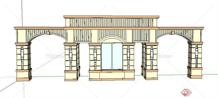 某新古典大门景观设计SU模型