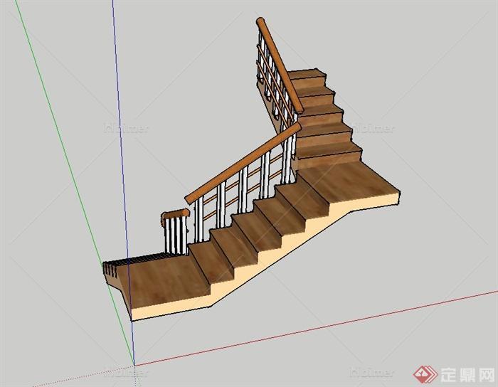 某现代精致别墅楼梯设计su模型[原创]