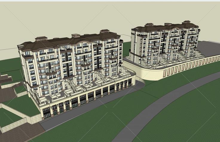欧式小高层商业住宅楼(46744)su模型下载