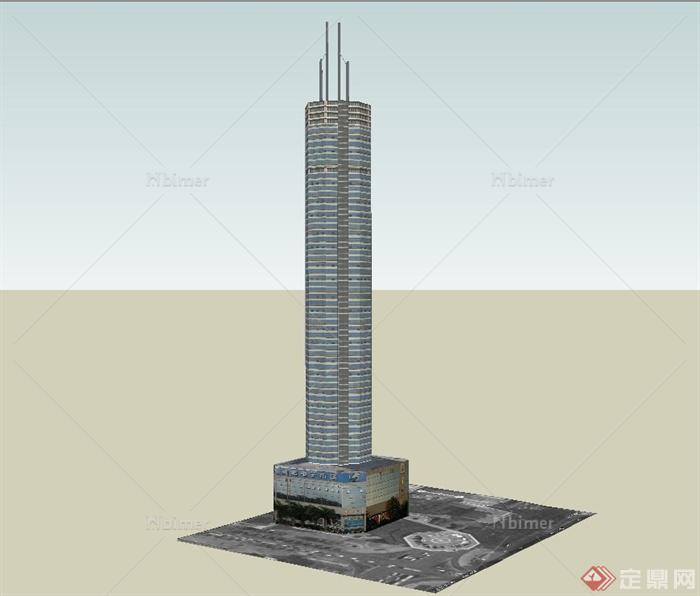 某现代风格超高层办公建筑设计SU模型
