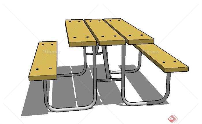 户外木质桌凳设计SU模型[原创]
