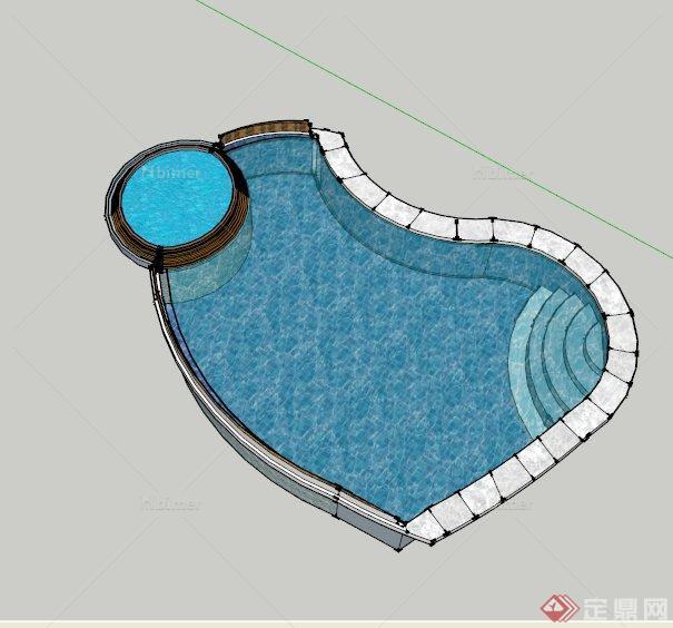 某现代心形游泳池设计SU模型