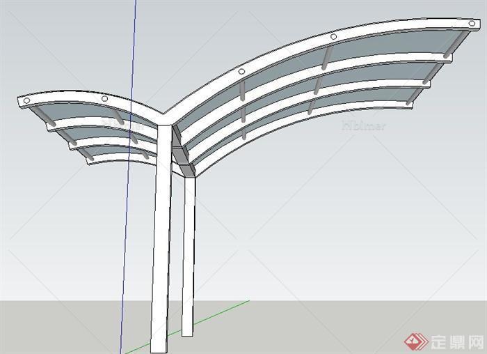 现代风格雨棚su模型